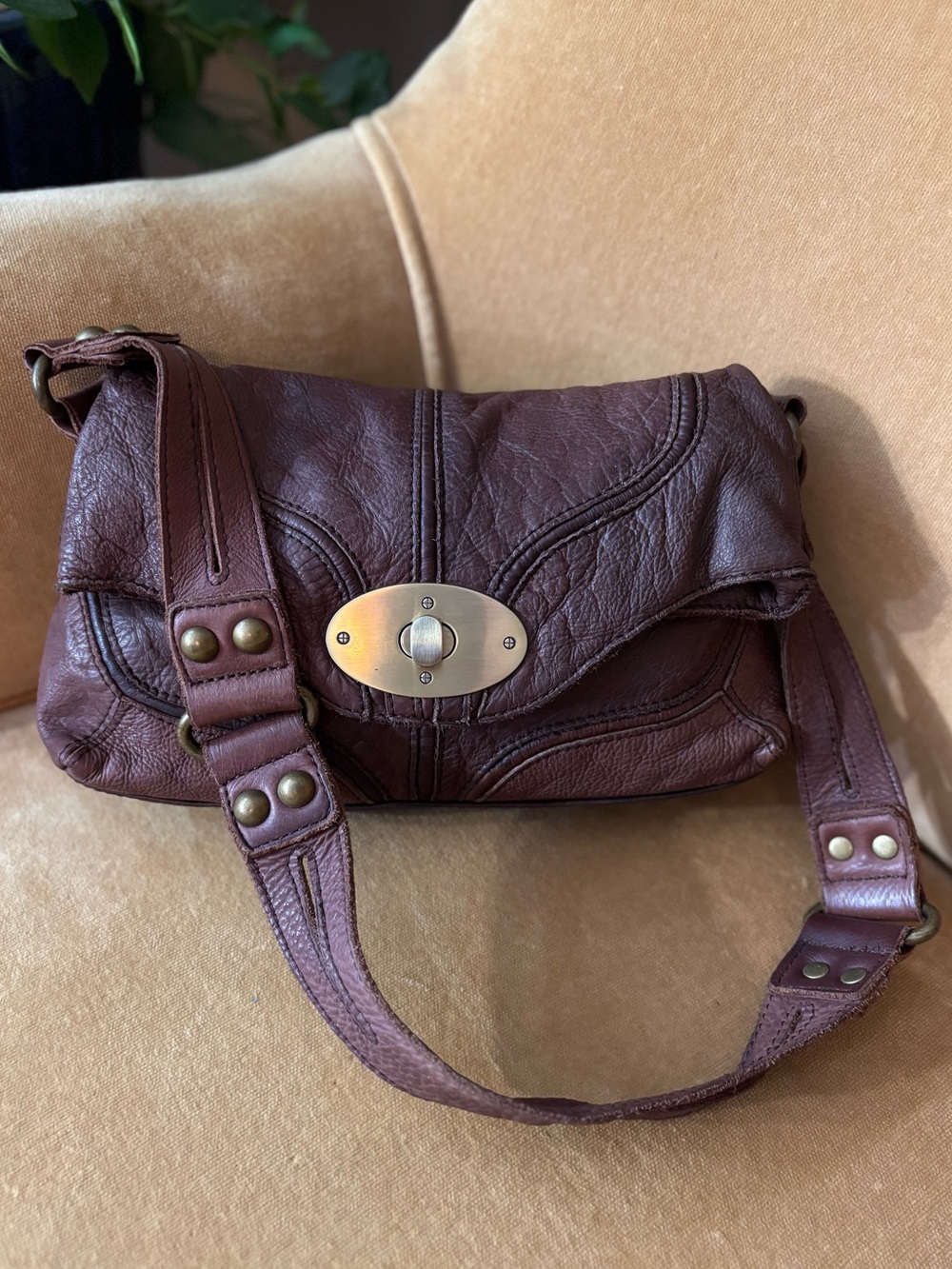 Vintage LEATHER hobo shoulder bag TASSEL ZIP festival bag AUTHENTIC